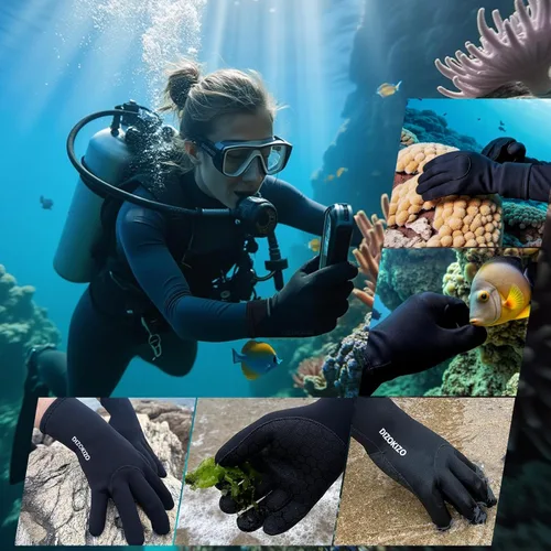 Vista 6 de Neoprene Gloves, 3mm Anti-Slip Diving Gloves Waterproof Wetsuit Gloves for Scuba Fishing Kayaking Surfing Swimming