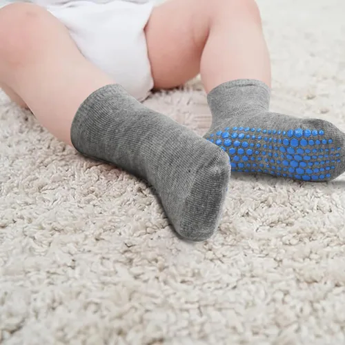 Vista 2 de ELUTONG Calcetines antideslizantes para niños, 12 pares para bebés de 1 a 7 años