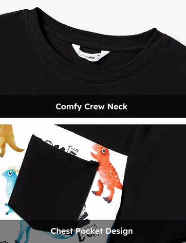 Vista 4 de PATPAT Trajes familiares a juego para mamá y yo, trajes a juego de manga corta, vestidos y camisetas hawaianas tropicales bodycon
