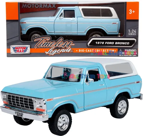 Vista 9 de 1978 Bronco 1:24 Modelo de Coche Fundido SUV SUT Negro con Cap Truck Motormax 79371
