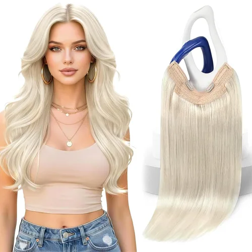 Vista 21 de Sunny - Extensiones de cabello humano real, con cable/hilo y clips ajustables, aplicación invisible, 2.82 onzas, 12 pulgadas, color rubio cenizo
