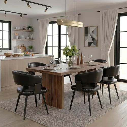 Vista 22 de Juego de 2 sillas de comedor, modernas sillas tapizadas para cocina y comedor con tela tejida transpirable, fáciles de montar y limpiar