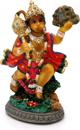 Vista 9 de alikiki Estatua de Hanuman de India, Idolo, Señor Hanuman, 3.9 pulgadas de alto, estatua hindú de Dios volador Hanuman para decoración de tablero