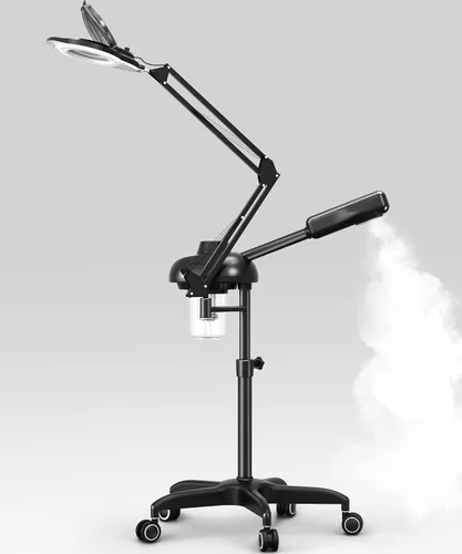 Vista 8 de TASALON Vaporizador facial profesional 2 en 1, vaporizador facial de ozono caliente para facial con lámpara de aumento 5X, vaporizador esteticista