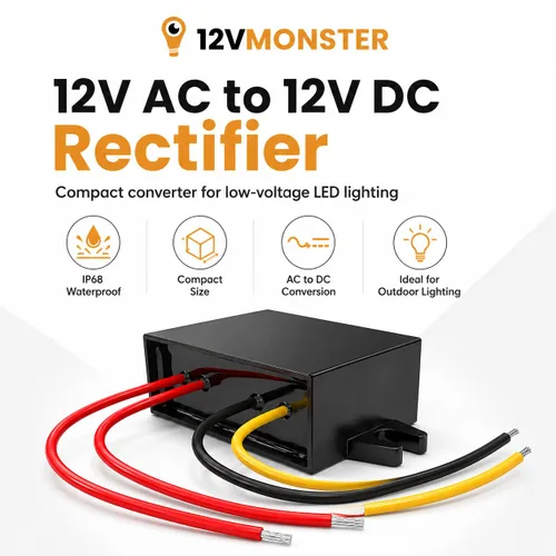 Vista 2 de Convertidor de 12 V CA a 12 V CC – Rectificador de 12 V CA a 12 V CC – Transformador de corriente CA de 12 voltios a 12 V CC para tiras de luz LED