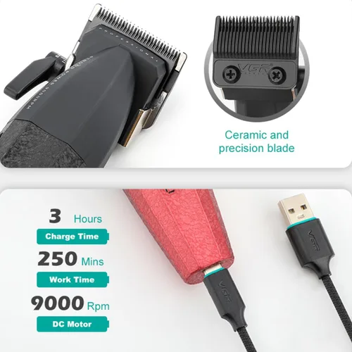 Vista 6 de VGR Juego de cortapelos y recortadoras profesionales de peluquería para hombres, afeitadora de lámina de triple hoja flotante, kit de corte