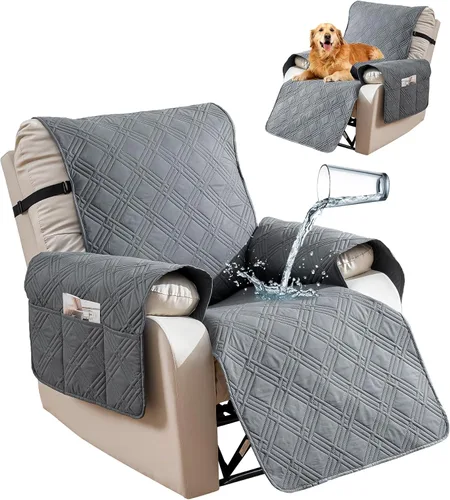 Vista 11 de Funda impermeable para silla reclinable, fundas para silla reclinable de gran tamaño reversibles con bolsillo, fundas para silla reclinable