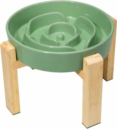 Vista 10 de Cuenco elevado para perros de alimentación lenta, cuenco de cerámica para Gris