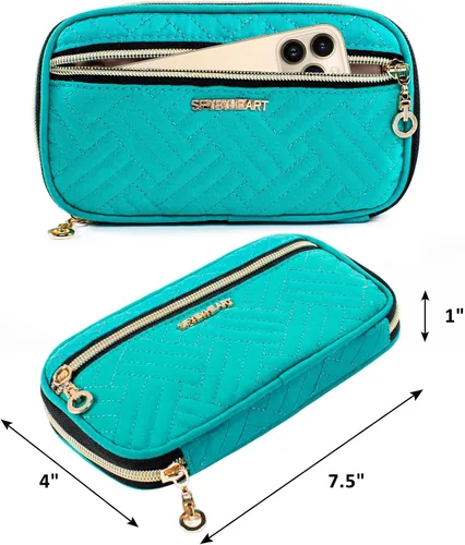 Vista 2 de SFYBYHEART Estuche organizador de joyas de viaje, bolsas de viaje para mujer, pequeño estuche de joyería de viaje para aretes sin enredos, collares