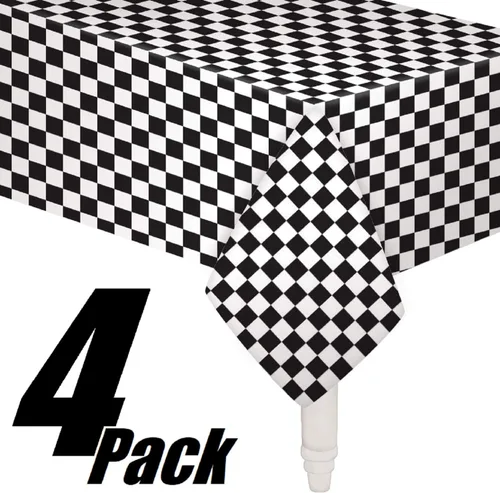 Vista 3 de Funda de mesa con bandera a cuadros, 4 unidades, plástico desechable