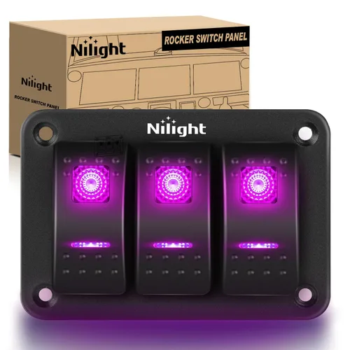Vista 26 de Nilight Panel de Interruptores Basculantes de 2 Posiciones con Luz LED Naranja, 5 Pines On/Off, Interruptores Basculantes de Aluminio Precableados