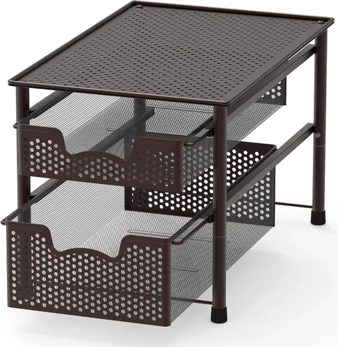 Vista 17 de Simple Houseware - Organizador con cajones de cesta apilables para gabinete, bronce