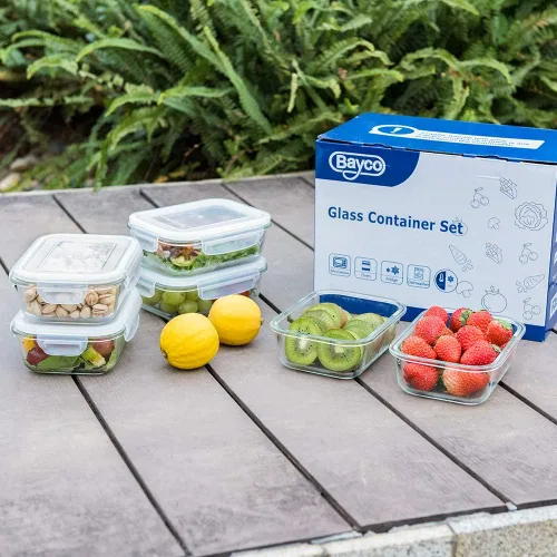 Vista 6 de Bayco - Paquete de 6 recipientes de vidrio para comidas preparadas, recipientes de almacenamiento con tapas, cajas bento herméticas, sin bisfenol A