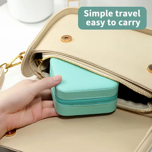Vista 3 de CHOOAYE Joyero de viaje organizador de joyas de viaje con cremallera, artículos esenciales de viaje, pequeño joyero para mujer, joyero para anillo