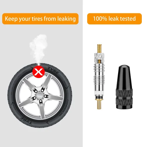 Vista 5 de Kit de Válvula Presta para Bicicleta - 21 Piezas, Herramienta de Extracción de Vástago, Núcleos de Válvula de Latón y Tapas de Vástago