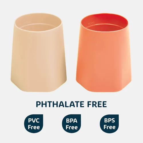 Vista 3 de Tiny Twinkle Paquete de 2 vasos de entrenamiento – Vasos de silicona para beber independientemente para bebés y niños pequeños, suministros
