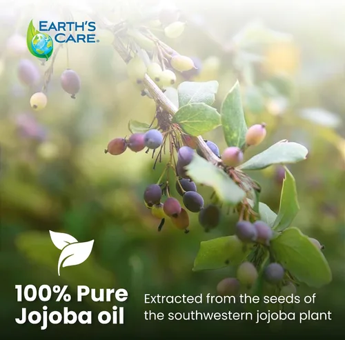Vista 5 de Earth's Care Aceite de jojoba 100% puro para cabello, piel y uñas, prensado en frío, hidratante natural nutritivo, 8 onzas líquidas