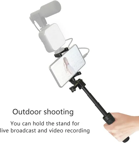 Vista 4 de Andoer Mini trípode de escritorio plegable portátil con 3 secciones extensible ajustable longitud del clip para teléfono inteligente Vlog grabación