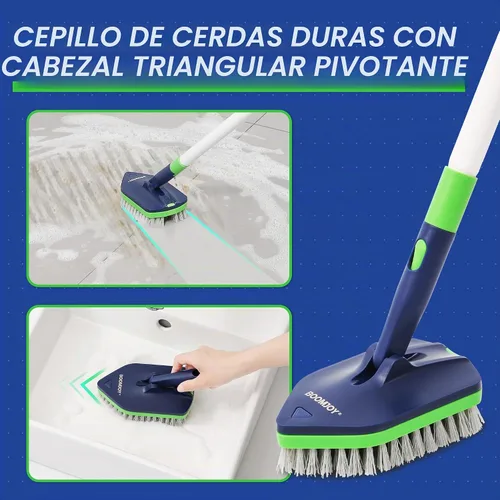 Vista 3 de BOOMJOY Cepillo de limpieza de ducha 4 en 1, juego de limpiador extensible de 58 pulgadas para bañera y azulejos, cepillo de lechada con mango