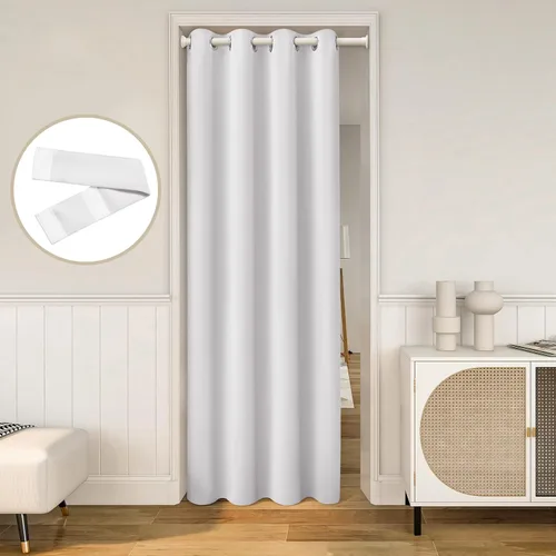 Vista 22 de HOMEIDEAS Cortinas beige para puerta, cortina de privacidad con ojales para dormitorio, 39 pulgadas de ancho x 78 pulgadas de largo, cortinas opacas
