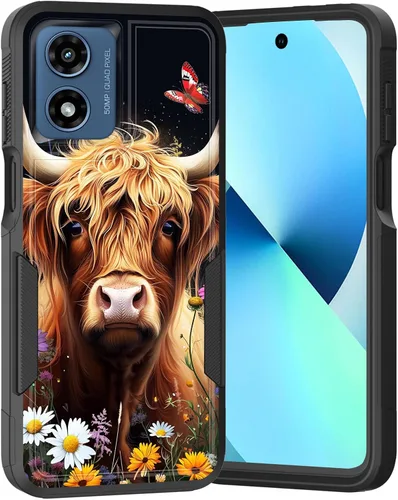 Vista 84 de para Moto G Play 4G 2024, funda de dos capas híbrida resistente y a prueba de golpes, PC duro + silicona suave protectora para Motorola Moto G Play