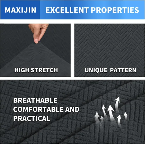 Vista 59 de MAXIJIN 2 piezas de fundas para silla con brazos, funda para silla de sofá para sala de estar, funda elástica para perros para una silla con 1 cojín