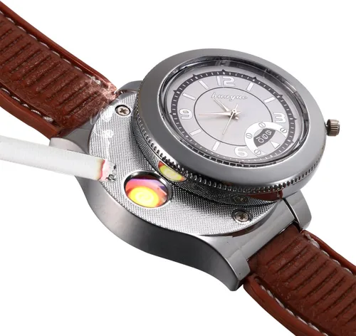 Vista 6 de JewelryWe Reloj de pulsera de cuarzo para hombre, con carga USB, resistente al viento, para el día de San Valentín