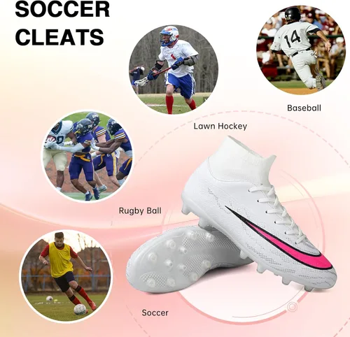 Vista 7 de RDYLBU Tacos de fútbol para hombre, zapatos de fútbol para mujer AGFG