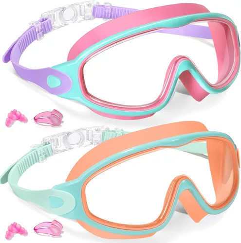Vista 14 de Keary - Paquete de 2 gafas de natación para niños de 3 a 15 años, protección ultravioleta, antivaho, para piscina, agua, para niños, niñas, jóvenes
