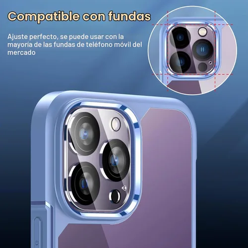 Vista 4 de UniqueMe [Pack de 3 compatible con iPhone 14 Pro Max/iPhone 14 Pro Protector de Lente de Cámara de Vidrio Templado