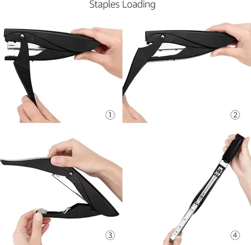 Vista 4 de Amazon Basics Engrapadora manual con alicates, capacidad para 25 hojas, resistente, color negro