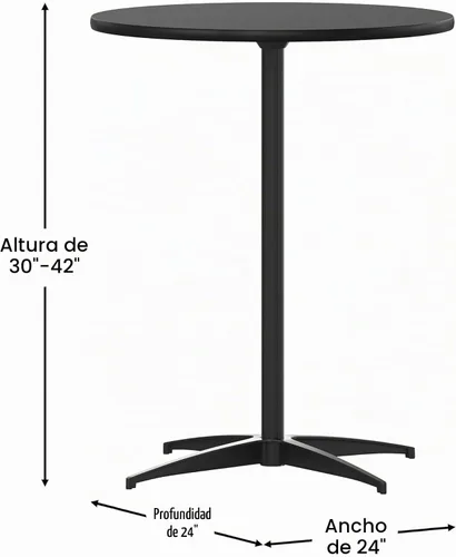 Vista 3 de Flash Furniture Lars Black - Mesa de cóctel redonda de madera de 24 pulgadas con columnas de 30 y 42 pulgadas Negro