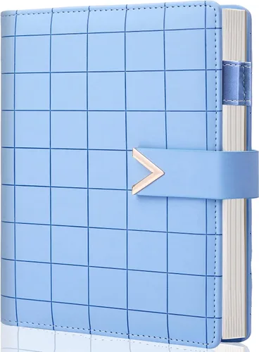 Vista 9 de CAGIE Carpeta A5 con 6 anillas rellenable, cuaderno de cuero encuadernado en espiral para planificador de negocios, organizador personal, cuadernos