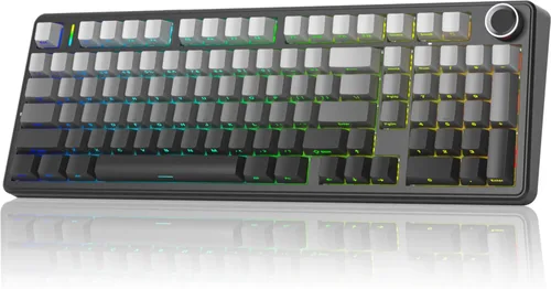 Vista 10 de x Aula F99 Pro Teclado Mecánico, Teclados Inalámbricos para Juegos RGB Retroiluminados Intercambiables en Caliente Personalizados en Crema
