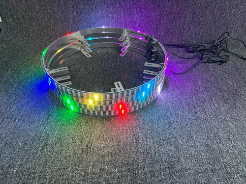 Vista 7 de Luces LED de rueda de 17.5 pulgadas, triple fila RGB + blanco + flujo de persecución de color de ensueño, Bluetooth + control remoto