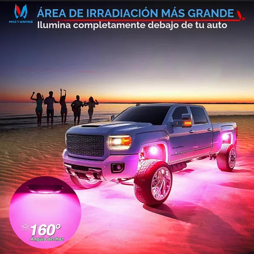 Vista 4 de MICTUNING C2 Curvas RGBW Rock Lights 4 Pods con kit de interruptor