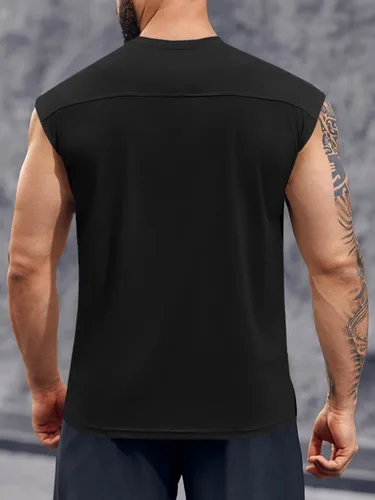 Vista 4 de Runcati Camiseta sin mangas de entrenamiento para hombre, de secado rápido, para gimnasio, culturismo, fitness, entrenamiento