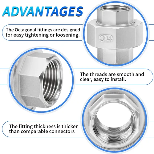 Vista 4 de ChillWaves Montaje de tubería de acero inoxidable 304, unión, adaptador de rosca hembra NPT de 2 "(1 PACK)