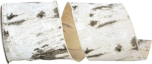 Vista 4 de Reliant Ribbon Birch Tree Bark Forest - Cinta con borde con cable, 1-1/2 pulgadas x 10 yardas, color blanco
