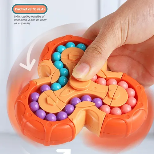 Vista 3 de YUDANSI Juguete de rompecabezas de frijol mágico, cubo giratorio 2 en 1, cubo mágico giratorio, regalo para niños y niñas de 3 años, 5-7, 8-12