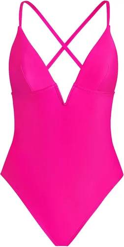 Vista 5 de CUPSHE Traje de baño de una pieza para mujer, cuello en V profundo, correa ajustable en la espalda entrecruzada