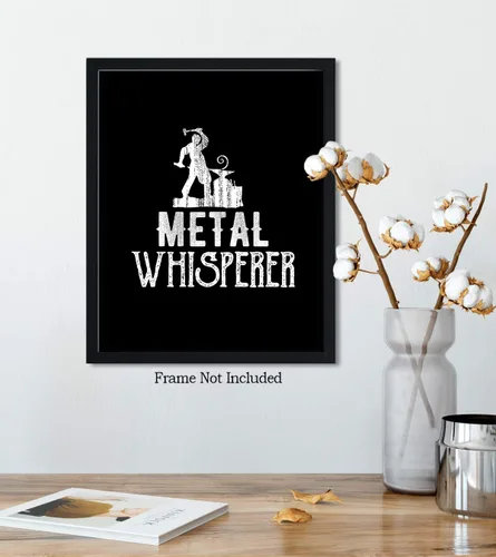 Vista 4 de Metal Whisperer - Decoración de pared de herrería sin marco de 8 x 10 pulgadas sobre un fondo negro, gran regalo para herreros o aquellos que aman