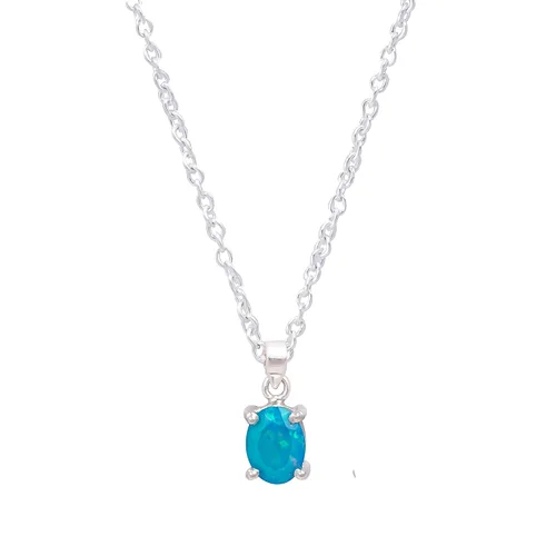 Vista 2 de Paraiba - Collar con colgante de ópalo hecho a mano, piedra tallada, cristal curativo natural de chakras, plata de ley 925 de 18 pulgadas