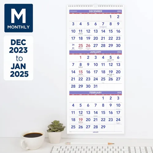 Vista 2 de AT-A-GLANCE Calendario de pared 2024, 12 x 27 pulgadas, grande, vertical, referencia de 3 meses (PM112824)