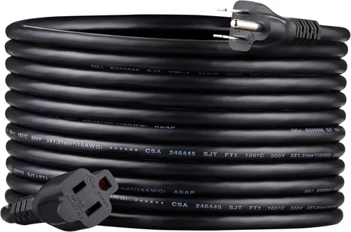 Vista 14 de Amazon Basics - Cable de extensión de 3 pies, extensor de toma de 3 clavijas, cable de extensión para interiores, 13 amperios, 125V, color negro