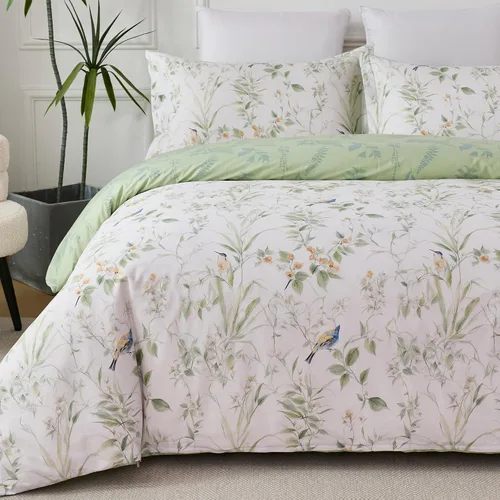 Vista 28 de Helthep Funda de Edredón Floral Tamaño Queen Full, Funda de Edredón de Algodón 100% Lavable Tamaño Full (80" x 90") con 2 Fundas de Almohada
