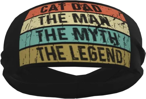 Vista 4 de Cat Dad The Man The Myth The Legend Headband for Men Women Sports Sweatband for Fitness Exercise Moisture Wicking Running Yoga Hairbands