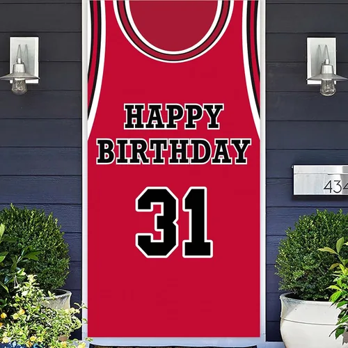 Vista 16 de Cartel de feliz cumpleaños 10 pancarta de fondo rojo de baloncesto estrella jugador de deportes decoración para hombre niño 10 cumpleaños