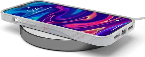 Vista 8 de Funda para iPhone 11 Pro Max Casely Rubor Sutil Mármol Blanco y Rosa Diseño Clásico Ultra Delgado
