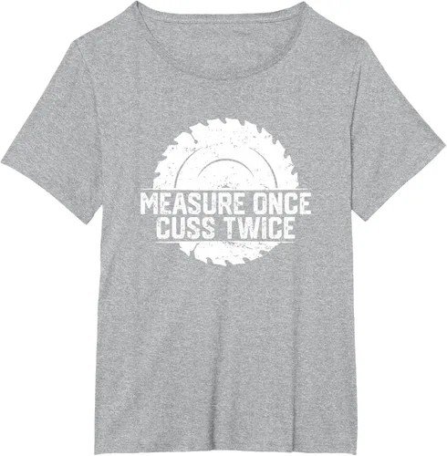 Vista 42 de Measure Once Cuss Twice, divertida camiseta de regalo para carpintería, Negro, S